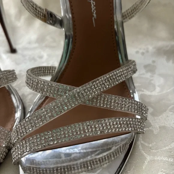 NWOT Jessica Simpson Silver/Crystal Waylane Sandal, Size 8.5 - Picture 5 of 15